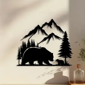1pc Bear Metal Wall Art, Bear Statue Mural, Perfect for Bedroom, Home & Office, Patio Decor, Patriotic Decor, Ideal Gift for Nature Lovers