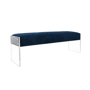 Canvello Acrylic & Velvet Bench, Navy