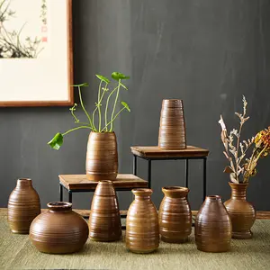 Rustic Ceramic Vase, Small Vintage Ceramic Flower Vessel, Elegant Ceramic Home Decoration Ornament Gift