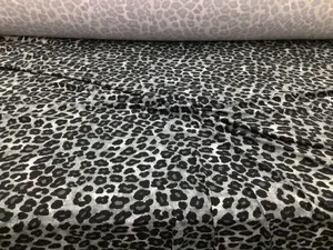 Double Brushed DTY Spandex Stretch Apparel Fabric Gray Black Cheetah L212