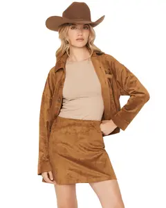 White Crow Women's Women'S All Day Faux Suede Cropped Button-Down Shirt - Pj253735bb
