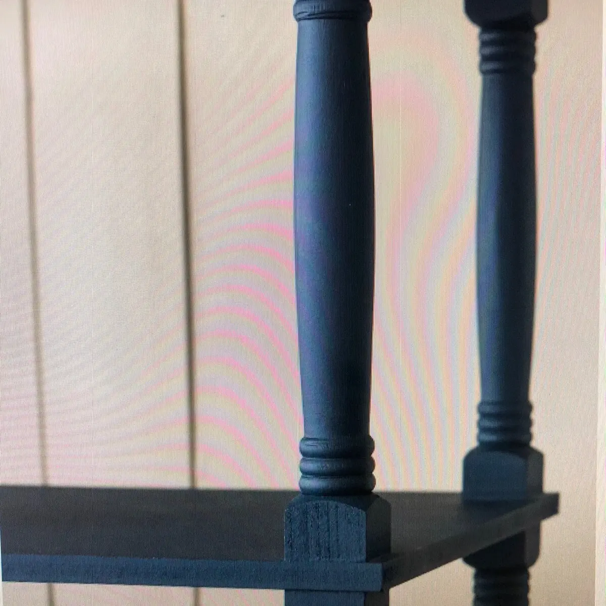 51x19.5”x81.5” blue four tiered wooden shelf with two drawers farmhouse wood bookcase display storage shelf Etageres