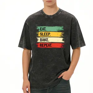 Unisex Loose Fit Baking T-Shirt – Eat Sleep Bake Repeat Pastry Chef Gift, Comfortable Casual Wear, Sizes S-XXXL Plus