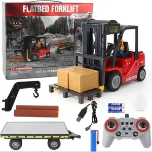 Remote Control forklifts RC Crane Trucks Electric Forklift RC Engineering Toys car Rechargeable Battery RC Car With Spraying and Lights and Sound Gift Set for Children