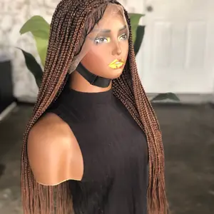 Full lace box braids wig 24/26 inches ready to ship,color 30/33 mix very perfect cap.