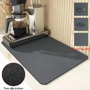 Dish Drying Mat Non-Slip Kitchen Countertop Mat Heavy-Duty Heat-Resistant Up to 160°C/320°F Quick-Dry Absorbent Surface Non-Porous Easy-Clean Protector for Coffee Maker Cups Hot Pots Ideal for Home & Commercial Kitchens