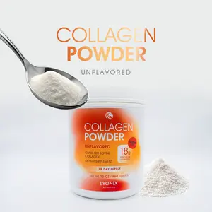 LYONIX Collagen Power Unflavored 18g Protein 20oz Grass Fed Bovine Powder Dietary Supplement US Origin