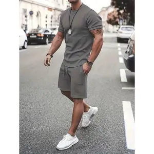 Men Summer Outfits 2 Piece Sets Fashion Short Sleeve Muscle Tee Shirts & Shorts Beach Set Sports Tracksuit For Men, Men's Pajamas Loungewear