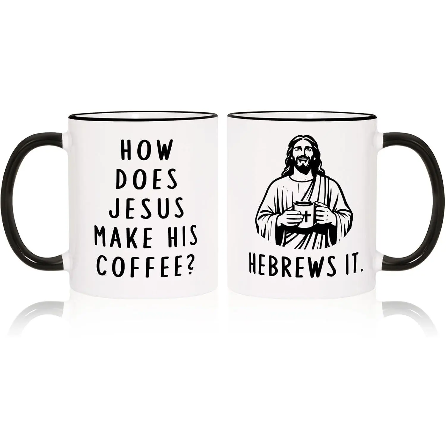Shqiueos Funny Christian Gifts for Women Men – Jesus He Brews It Coffee Mug 11oz, Religious Humor Gift, Christmas Birthday Present for Friends Coworkers Bible Verse Faith Cup, Pastor Appreciation Gift