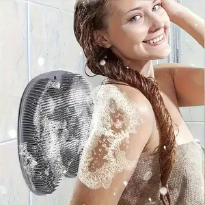 Natural Sponge Bathroom Foot Cleaning Pad, Practical Silicone Back and Foot Cleaner, Wall Mount Suction Cup, Bathing Accessories