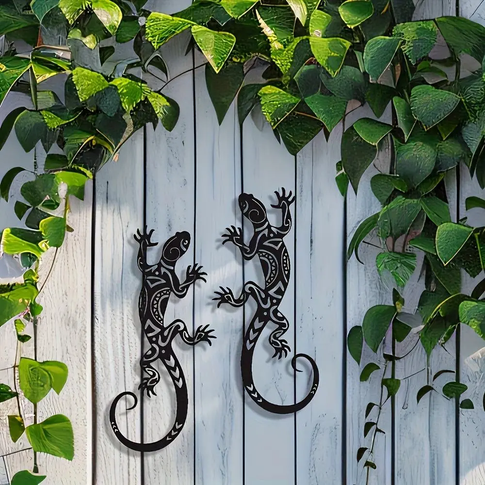 Gecko Design Wall Art, Decorative Artwork, Iron Crafted Metal Wall Decor, Wall Hanging Decor for Home Garden Yard, Home Decor, Room Decor