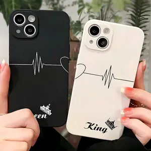 Heart-Shaped Phone Cases for iPhone 11-16 Pro Max Plus - Fashionable White & Black Durable Soft Silicone - Perfect Gift for Couples & Heart Lovers