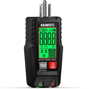 KAIWEETS GFCI Outlet Tester with Auto-Hold LCD Display, 3-Prong Receptacle Wiring Detector, Smart Voltage Socket Checker for 120V AC Circuits, Electrical Diagnostic Tool with 6-Wire Fault Indicators/Wiring Legend for Home