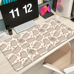 Cartoon Pusheen Cat Mouse Pad Design XXL 1000×500mm 900×400mm 800×400mm 600x300mm Large Gaming Mouse Pad - Extended, Thick, Non-Slip Rubber Base Desk Mat with Precision Stitched Edges - Washable Large Desk Pad Office Desk Accessories