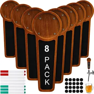 8 Pack Wooden Chalkboard Beer Tap Handle Keg Tap Handle for Kegerator with Changeable Logo and 8 Pens, Suitable for Bar Restaurant Brewery Wedding, Ideal for Beer Lovers Homebrew
