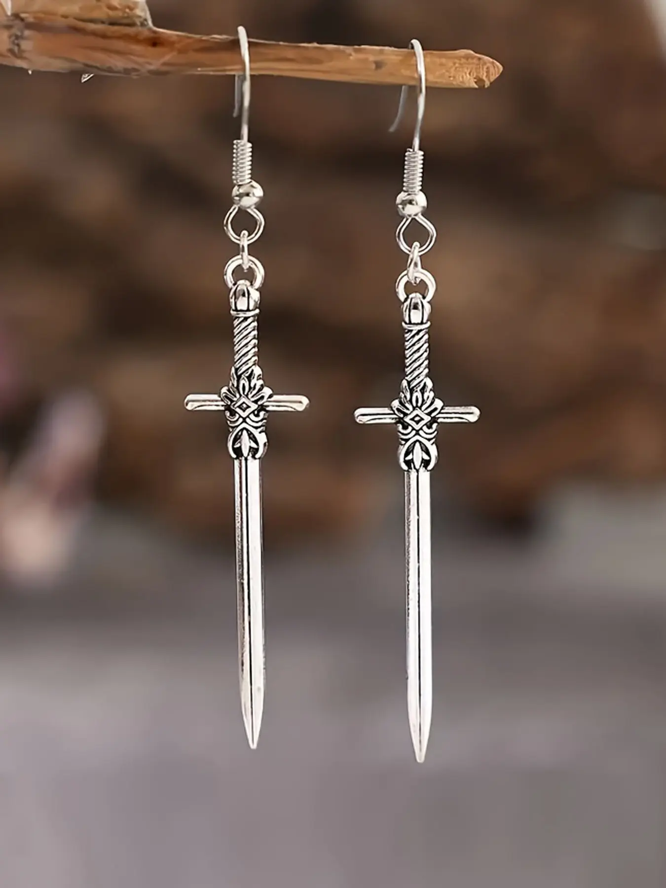 Bohemian Vintage Cross Sword Design Pendant - Dangle Punk Earrings for Female Personality Gift - Halloween Ornaments
