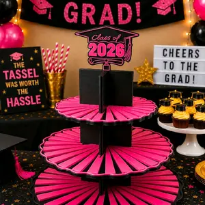Graduation Money Tower - Multi-Tier Display with "Class of 2026" Topper for High School College & More - Reusable Lightweight Centerpiece for Parties & Gift Reveals