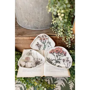 Stoneware Floral Dish