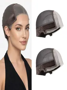 Wig Grip Cap for Women, 2 Pack Glueless Lace Wig Cap with Adjustable Non-Slip Band, Secure & Breathable for Lace Front Wigs (Brown)
