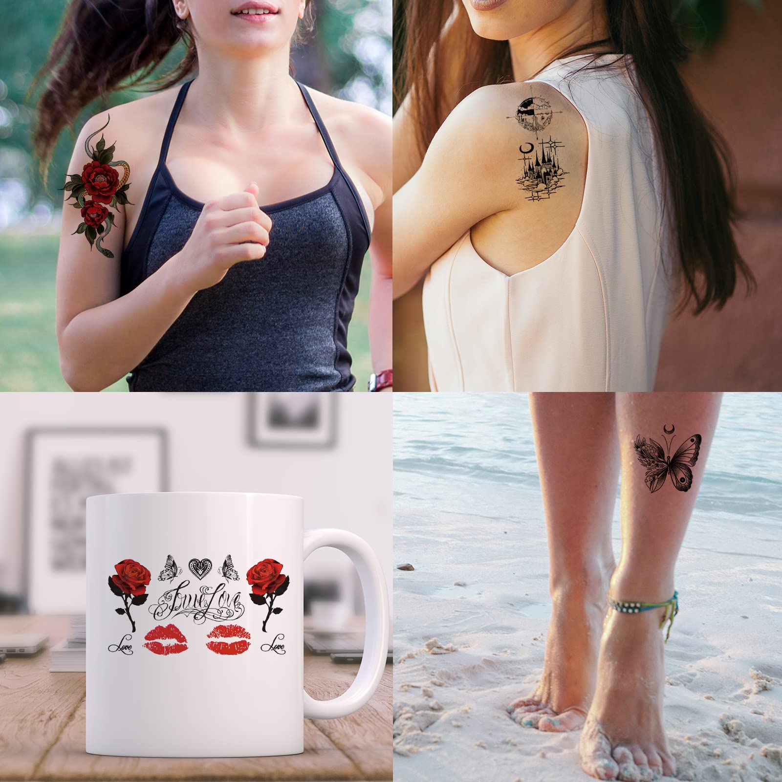 80 Sheets Temporary Tattoos Stickers, Fake Body Arm Chest Shoulder Tattoos for Men and Women Black Fake Skull Skeleton Tattoos Long Lasting 80 Sheets Temporary Tattoos Stickers, Fake Body Arm Chest Shoulder Tattoos for Men and Women Black Fake Skull Skeleton Tattoos Long Lasting