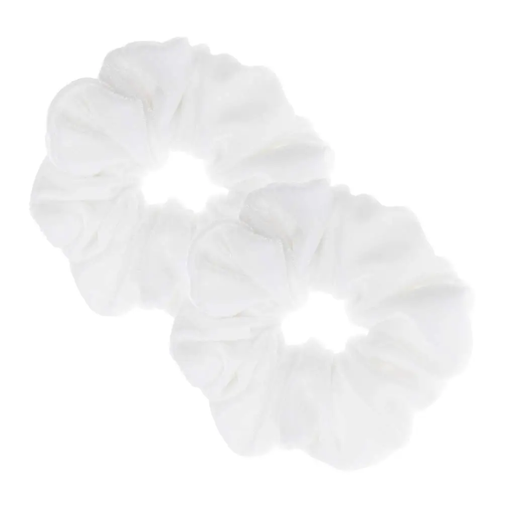 Modern Jumbo Hair Scrunchies for Women, 2 Pack Yellow Synthetic Fabric Ties, Large Size Soft Elastic for Thick, Tangle-Free Hair, Everyday, Round, Solid, Plain, Circle