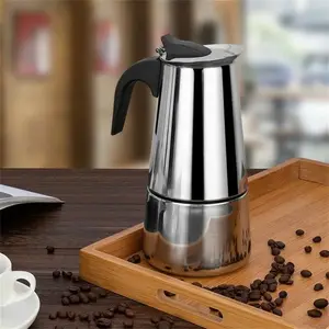 Italian Stove Moka Pot Stainless Steel Espresso Maker Holds 6/9 Cups Portable Coffee Machine Metal Filter