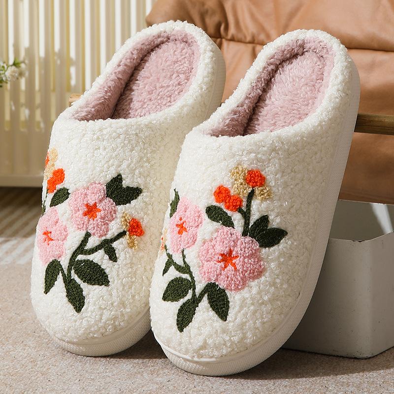 Women's Men's Cute Fuzzy Heart Slippers Memory Foam Fluffy Couple Slippers Cozy House Indoor Outdoor Shoes