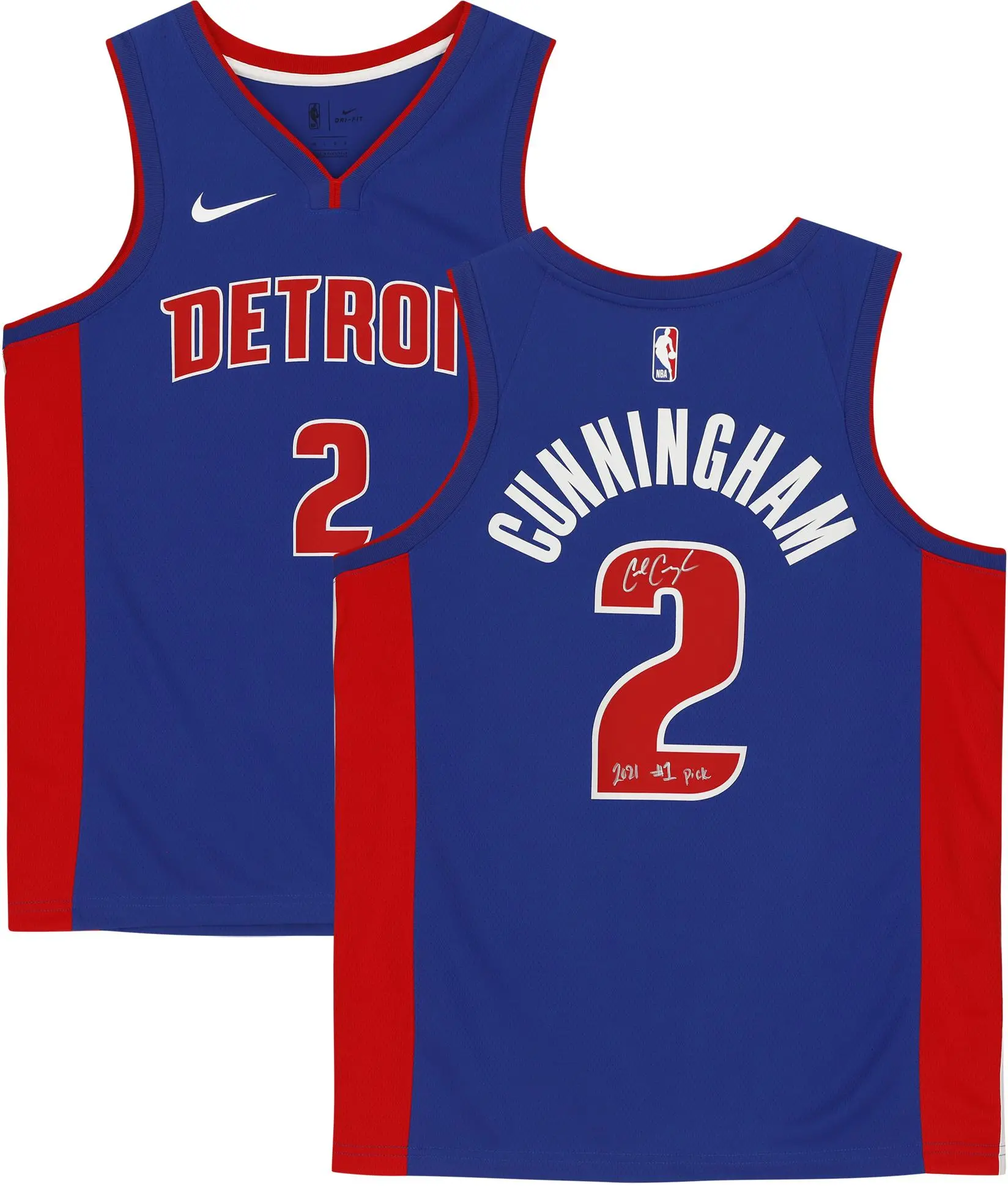 Cade Cunningham Detroit Pistons Autographed Nike Blue Icon Swingman Jersey with "2021 #1 Draft Pick" Inscription - Fanatics Authentic Certified