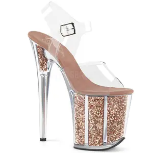 8 Inch Heel FLAMINGO-808G Clear Rose Gold