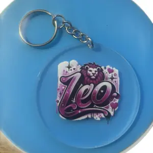 Leo Zodiac Sign Keychain with Lion Design and Hearts Motif for Astrology Enthusiasts