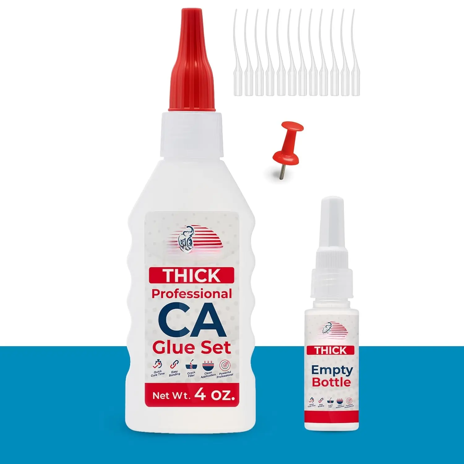 4 oz. Thick CA Glue for Woodworking,  Super Glue Kit for  Turning with Extra Bottles, Anti Clog Caps, Microtips, Thick Viscosity Cyanoacrylate for Plastic, DIY, Craft, Hobby, etc