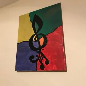 Rhythm of Color Abstract Art Canvas with Bold Musical Notes and Vibrant Color Blocks for Wall Decor