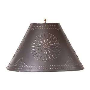 Flared Metal Lamp Shade | Hand-Punched Chisel Design in Smokey Black | Three Sizes