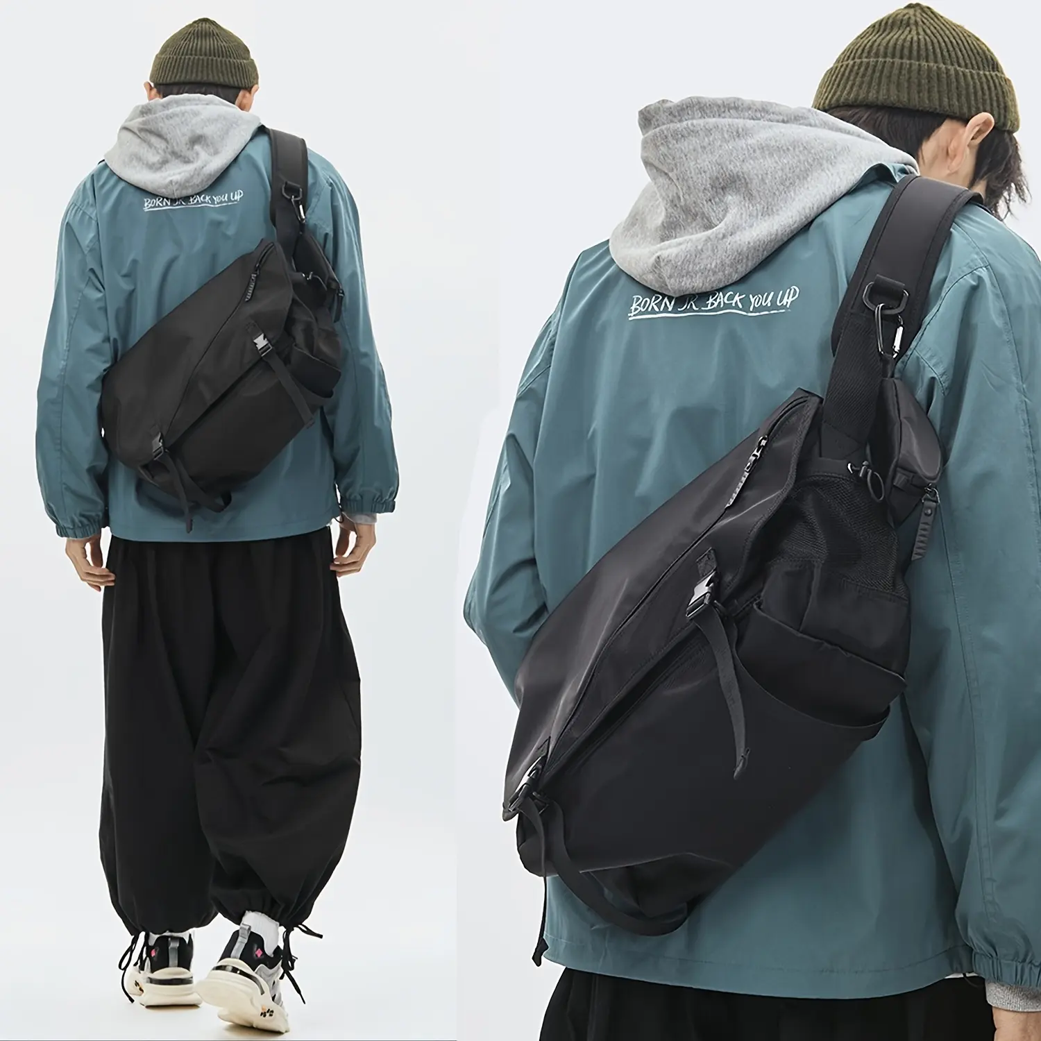 BIGWIG Crossbody Bag for Men Teenagers, Fashion Japanese Style