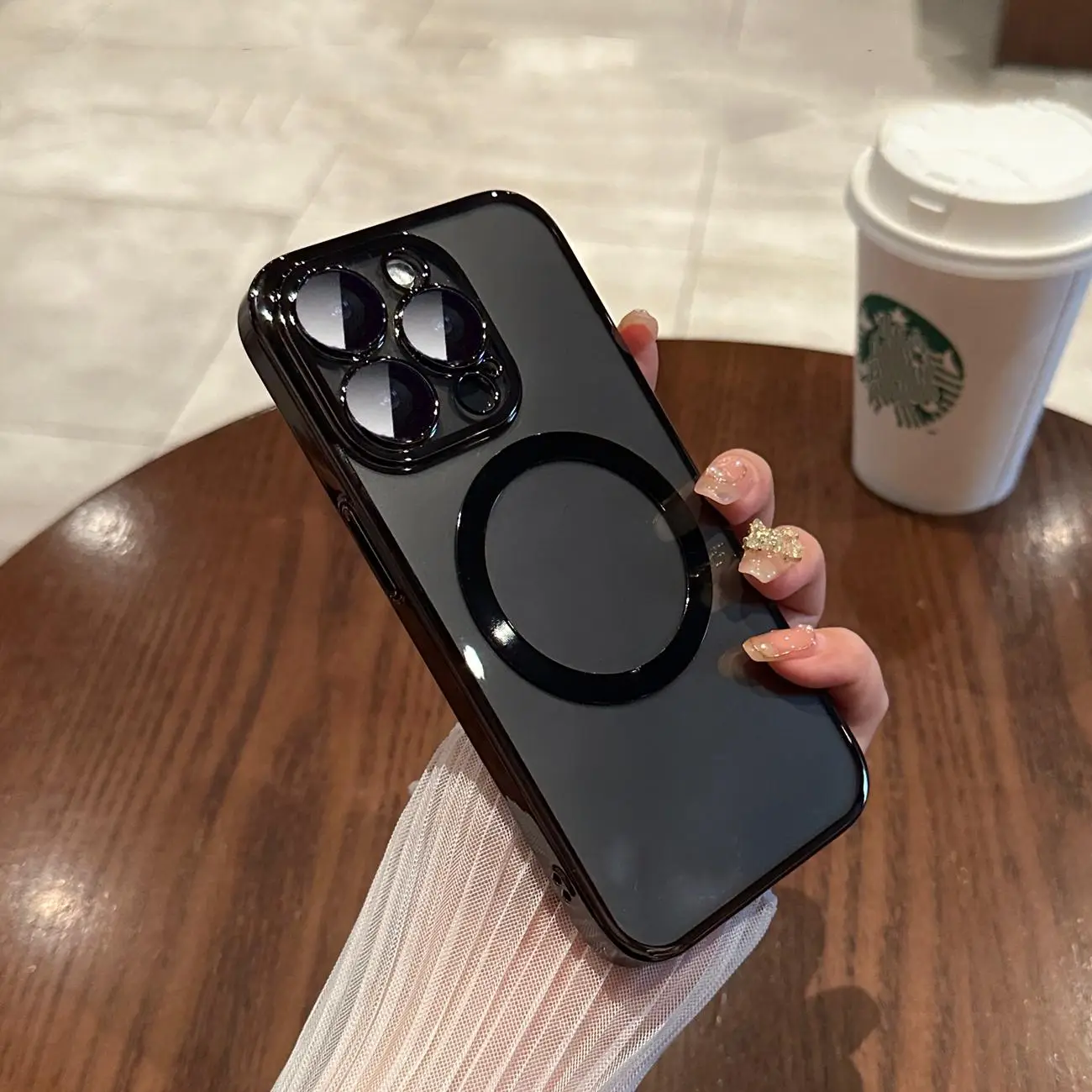 Electroplated Magnetic Phone Case with Lens Protector, 1 Count Full Body Shockproof Protective Case for iPhone, Mobile Phone Protection Accessories