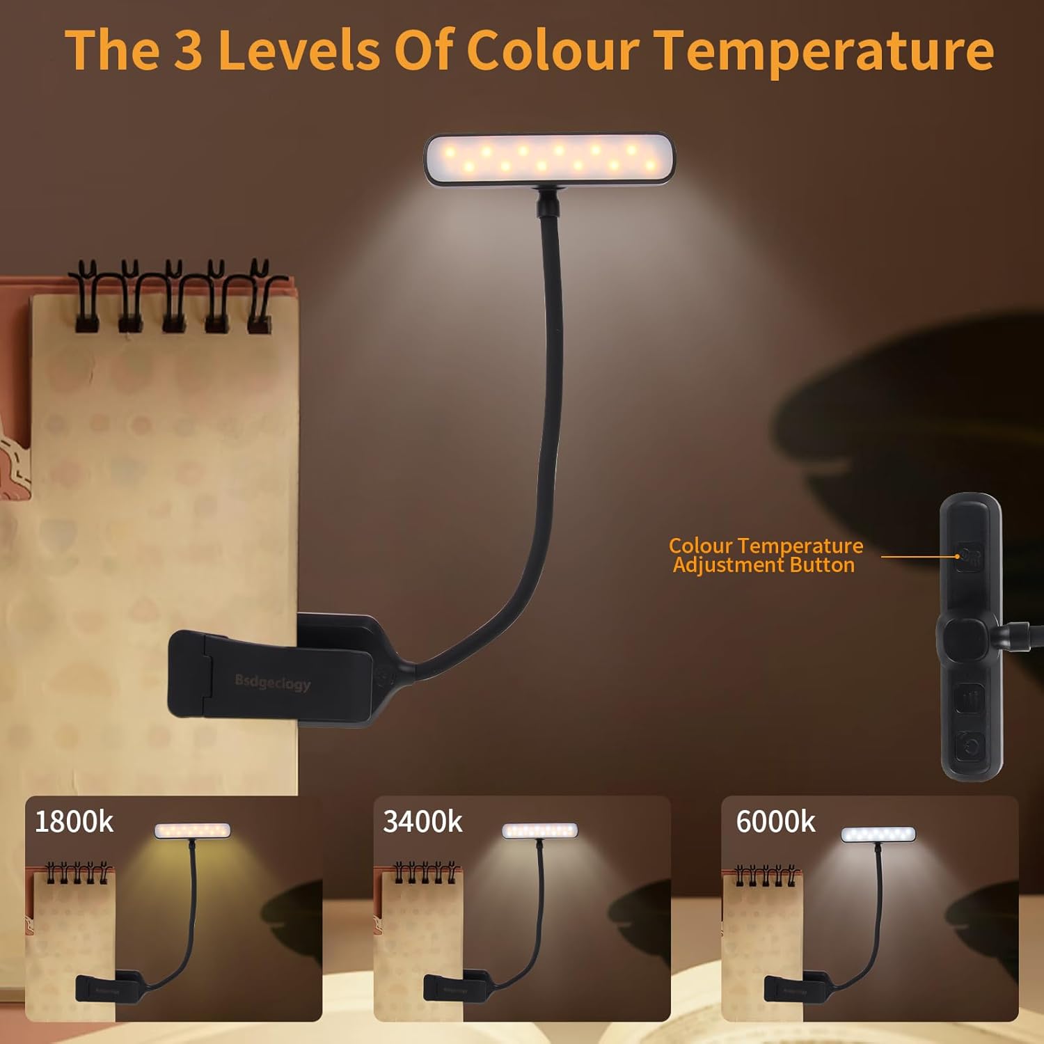 Rechargeable Book Light for Reading in Bed – 24 LED Clip-On Light with Memory Function, 3 Color Modes, Stepless Dimming & 80H Runtime, Eye-Caring for Book Lovers