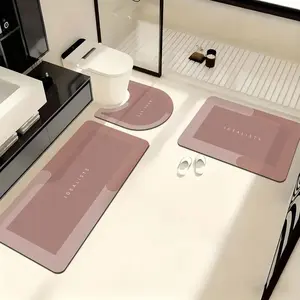 2pcs soft and absorbent, bathroom non-slip mat, toilet U-shaped, washable floor mat, entrance door mat, European and American simple toilet floor mat, non-slip design, bathroom decoration supplies, home decoration,  Bathroom Mats, Modern