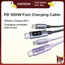 UGREEN Uno 100W Aluminium Durable USB-C Fast Charging Cable - Fast Charger Cord, C-Type Cables, PD100W Speed, LED Display, Multi Device Fit for iPhone 17/16/15 Plus/15 Pro Max, MacBook Pro/Air, Galaxy S24 Ultra - Summer Sale, tiktokshopfalldealsforyou
