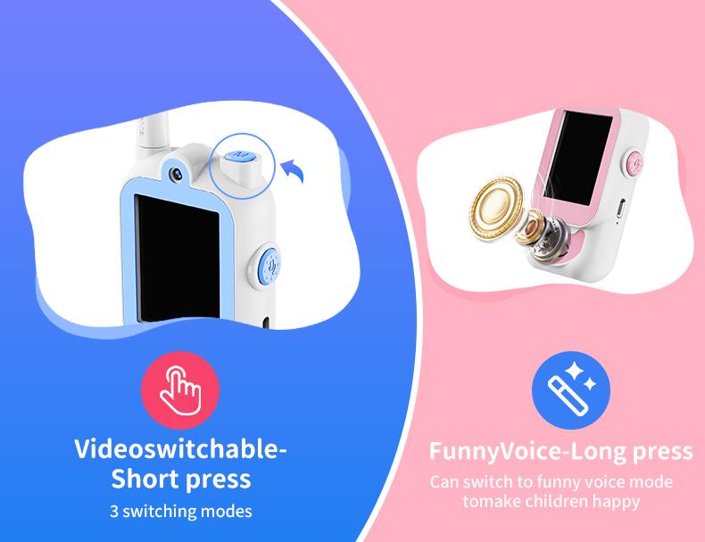 Long Range Kids Video Walkie Talkies 2 Pack – Rechargeable Intercom + Photo & Video Camera, Fun Communication Toy for Ages 3‑12