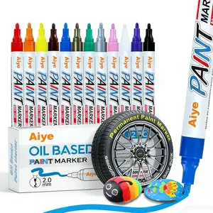 12-Color Tire Paint Pen, Permanent Oil-Based Marker- Quick Drying Waterproof Long Lasting Colorfast DIY Detail Pen - Rims,Tires, Auto Parts, Metal, Wood, Plastic, Rock, Canvas, Glass, Rubber, Paint Marker Pens for Car Owners, Home DIY, Handicraft Creators