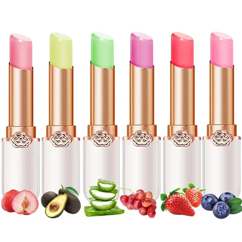 Halloween Gifts Fruit Color Changing Lipstick Set,Nourishing Magic Lipstick, 6pcs