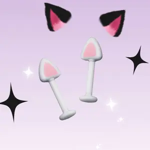 Pet Diary - White and Pink Cat Ear Cuff Studs Demon Ears Cute Cartilage Piercings