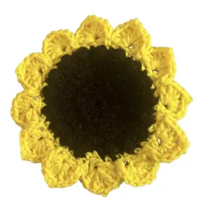 Cute Sunflower Coasters Handcrafted Crochet Design for Home Decor and Tableware Protection