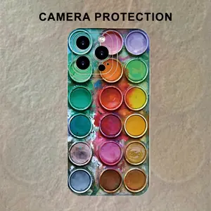 Phone case: Colorful Palette Funny Case Suitable for Men and Women Gift for iPhone 16, 15, 14, 13, 12, 11, XS, XR, X, 7, 8 Plus, Pro Max,  - Black and White Unique Multi-Color Popular Phone Case