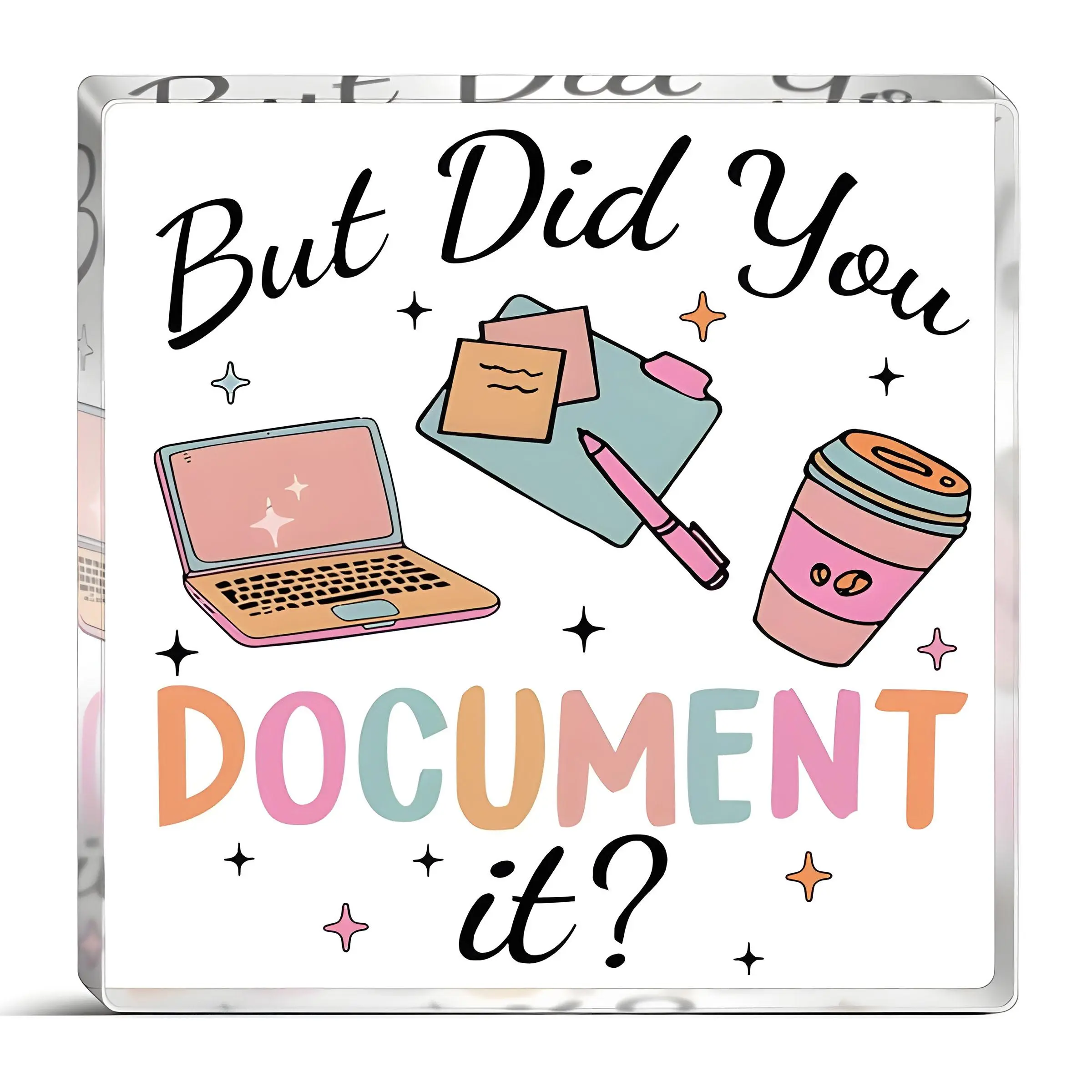 Funny Acrylic Square Sign Office Desk Decor Gift for Men and Women, Fun Home Shelf Desktop Decoration Accessory, Novelty Desk Decor, Desk Signs Ornament, Unique Office Supplies, Acrylic Plaque Sign