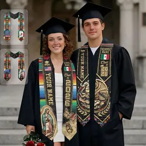 4 Design Custom Mexican Graduation Stole, Mexican American Flag Graduation Sash 2026, Guadalupe Stole