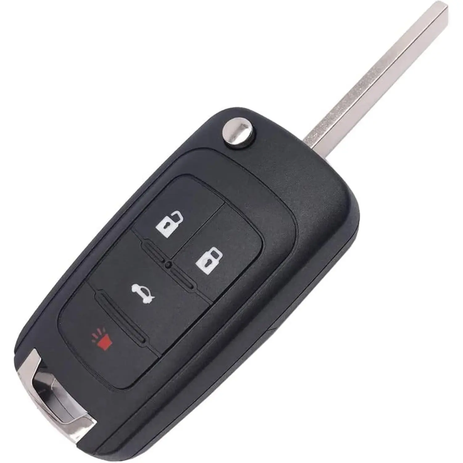 DIY Flip-Fold Car Key Case with Replaceable Cover for 2010-2014 Keyless Entry Chevy Models (Cruze, Malibu, Camaro, Equinox, Sonic, Terrain) Remote Shell