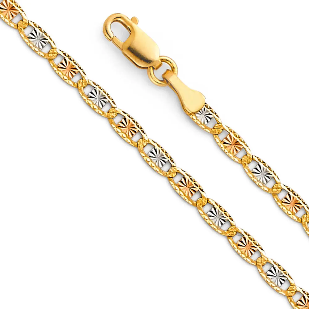 14k gold 3-color diamond-cut valentino chain (2.6mm)