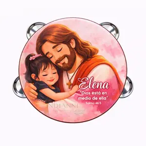 Personalized Psalms 46:5 Tambourine Synthetic Leather Non-Slip Grip Metal Cymbals Handheld Percussion Instrument for Pleasant Sounds