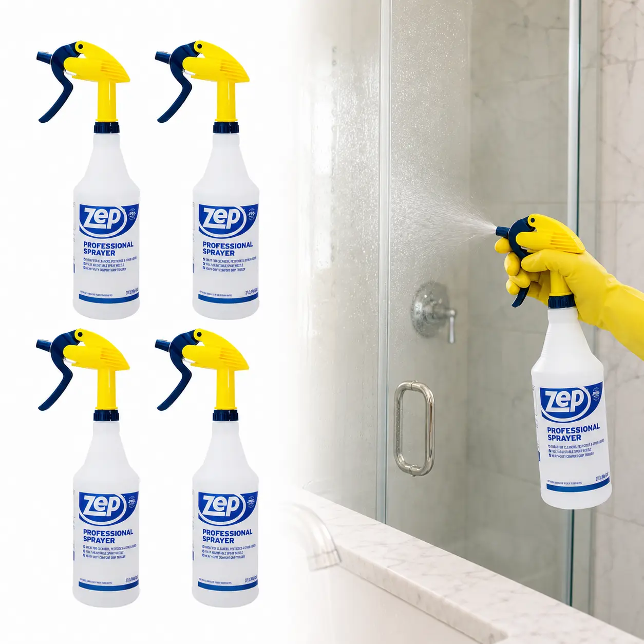 ZEP 32 oz. Professional Spray Bottle, Ergonomic Spray Bottle, High Output Trigger, 3-Finger Sprayer, Mixing Bottle with Marks, Label Area Spray Bottle, Industrial Sprayer, Chemical Resistant, Less Fatigue, Precise Dilution, All-Purpose Sprayer. summervibe
